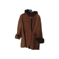  Montone Shearling Donna Tg 44 Marrone Chiaro Con Risvolti In Pelliccia 