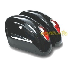 Coppia Borse laterali rigide in abs nero lucido per moto custom 21 litri l'una
