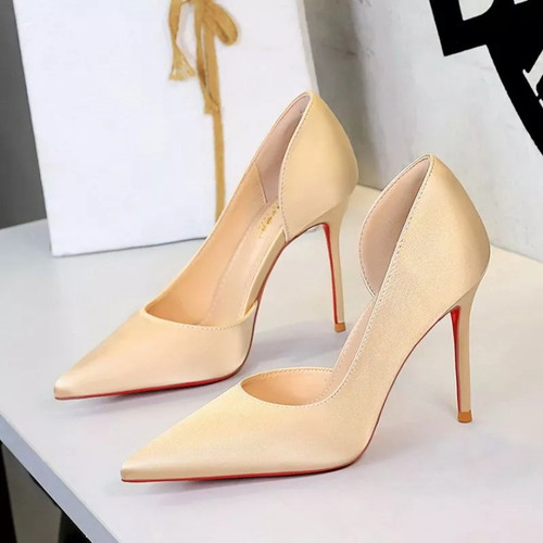 Decollete raso champagne tacco - decollete,