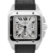 Cartier Santos 100 XL Cronografo 2740 Acciaio Pelle 41mm Automatico W20090X8