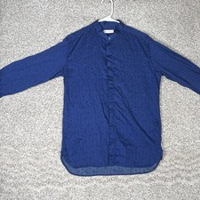 Camicia uomo Etro 39 bottoni blu fantasia testurizzata Made in Italy 100% cotone