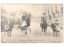 1906 cartolina Savoia famiglia reale a Racconigi cavalli poni foto Guigoni Bossi