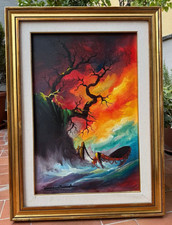 ROMANO MUSSOLINI (1927-2006) - DIPINTO SU TELA, TECNICA MISTA - CERTIFICATO