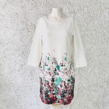 YAMAMAY VESTITO ABITO BIANCO FANTASIA FLOREALE VERDE ROSSO TAGLIA M 3/4 ZARA