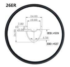 Cerchio 26 MTB Carbonio 24mm