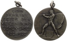 Medaglia D'Argento - Svizzera Città Di Basilea 1922 Unione Riehen - 8.78 G.