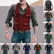 Caccia Uomo Tweed Gilet Cappotto Vintage Herringbone Tacca Retro Matrimonio