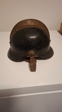 Raro elmo elmetto svizzero . Modello assolutamente non comune in cuoio e ottone