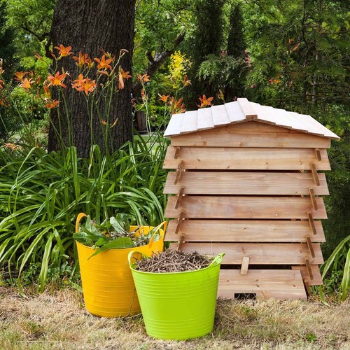 Pattumiera compost legno - in,