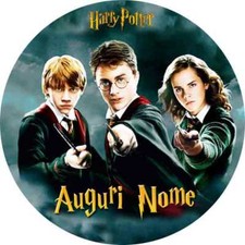 Cialda HARRY POTTER con NOME Decorazione Torta Ostia Zucchero tondo