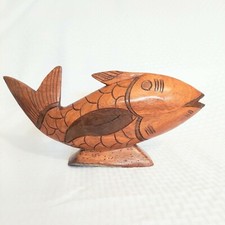 Lg Wood Fish Carved Sculpture