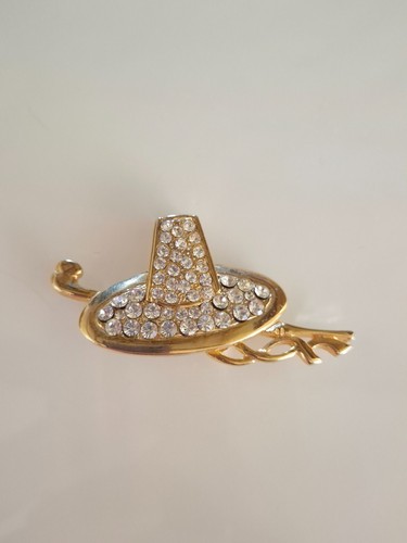 Spilla cappello vintage strass