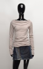 Top Kookai Y2K minimalista increspato drappeggiato collo barca manica lunga taglia 1