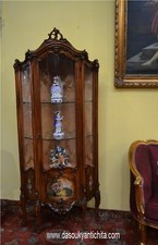 Cristalliera angolare in noce stile Barocco anni 60/70