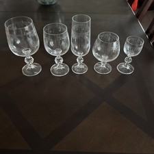 Set-servizio liquori acqua/vino Boemia cristallo ceco cascata vintage per 12