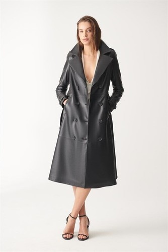Donna nero pelle - donna, cappotto