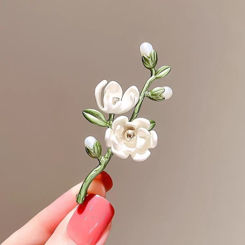 Spilla fiore magnolia - , bianca
