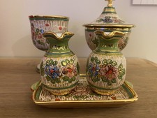 Completo Calice, Pisside E Ampolline Per Messa In Ceramica E Oro Zecchino