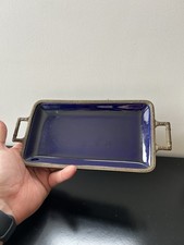 PLATEAU SÈVRES MANUFACTURE DE VINCENNES 1754? BLEU DE SÈVRES MONTURE BRONZE