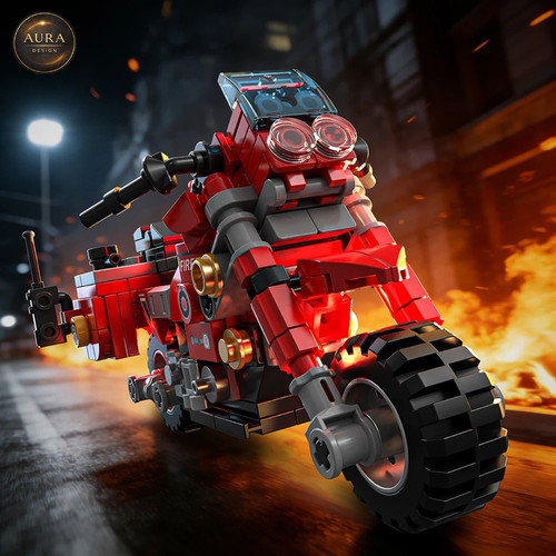 Red motorcycle vigil bricks - vigil,