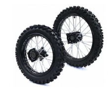 Coppia Cerchi 14"-12" + Gomme Pit Bike Perno 15mm Pitbike Hotbike Minicross Cros