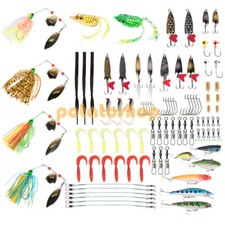 103 pezzi kit scatola attrezzi pesca carpa set esca spinner spina popper maschere girevoli