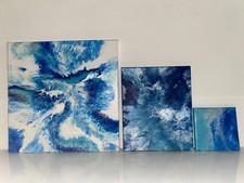 TRE 3x Quadri in acrilico materico "Essenza" - Fluid Art 40x40 25x30 15x15