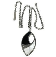 Collana Donna catenina ciondolo Foglia Madreperla Onice Diamante firmata Makuti