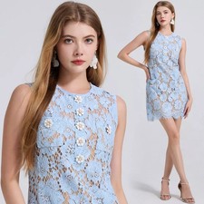 Tubino Corto In Pizzo Blu