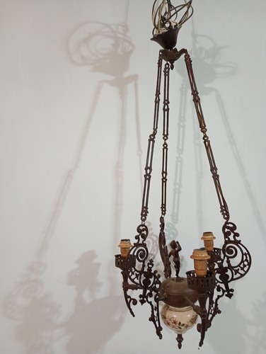 Lampadario vintage ottone - lampadario,