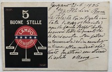 Cartolina Pubblicitaria SIAP LAMPO 5 Buone Stelle benzina superiore auto T16