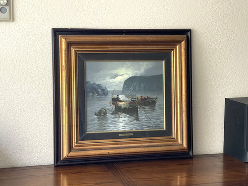 Dipinto olio paesaggio - , marino