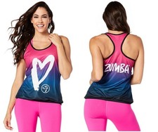 Zumba Love Mesh Bubble Tank - rosa shocking ~ XS S M L XL XXL ~ Nuovo!