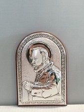 Icona Sacra, Bomboniera Padre Pio in Argento Prezioso 925, 3 g. 6 cm x 9 cm