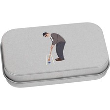 'Man Playing Croquet' Scatola di latta/stoccaggio con cerniera in metallo (TT054693)