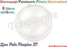 NATALE SFERA PALLA PLEXIGLASS 6 Pz. DIAM CM 16 DECOUPAGE PATCHWORK PITTURA 