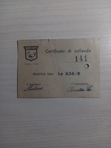 Rivarossi certificato - rivarossi,