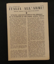 ITALIA ALL'ARMI! GIORNALE ORIGINALE LIBERAZIONE SECONDA GUERRA MONDIALE GRAMSCI