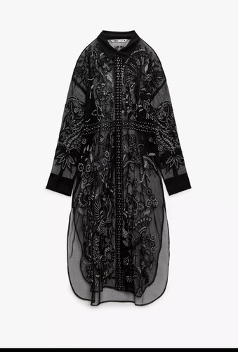 Blusa zara longline tulle - in,