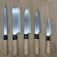 Non Usati Articolo Lotto Di Cinque Giapponese Chef Kitchen Coltelli Set 濃州正宗 木目