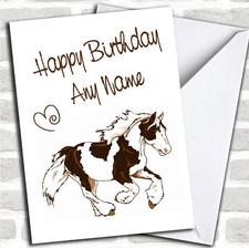 Biglietto Personalizzato Compleanno Skewbald Gypsy Vanner Cob Horse