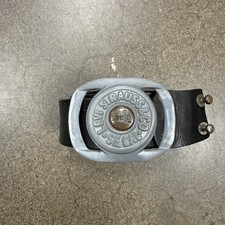 Cintura vintage Levi's in pelle con fibbia a linguetta argento made in USA anni 90 38-42