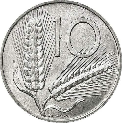 Repubblica italiana lire - italiana, 10