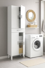 Armadio Multiuso Grande Oxnard, Mobile per Bagno O Lavanderia a 4 Ante E 1 Casse