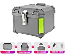 BAULE VALIGIA MOTO SCOOTER 45LT ALLUMINIO NERO BAULETTO ABS IMPERMEABILE