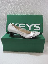 Scarpa decolte donna ballerina con tacco bianco grigio fibbia KEYS 36 sconto 50%
