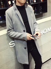 cappotto lungo elegante sportivo moda uomo slim stretto caldo grigio L 48 / 50