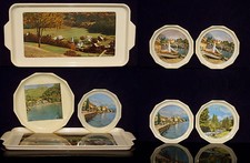 SERVIZIO VASSOIO, SOTTOBOTTIGLIA, SOTTOBICCHIERI PLASTICA CON FOTO EPOCA ANNI'60