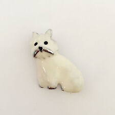 Spilla Shih Tzu Maltese New Dog Silvertone White Yorkshire Terrier Pet BR1322