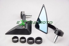 Coppia specchietti ergal CNC da manubrio triangolo alluminio cafe racer NERO 21K